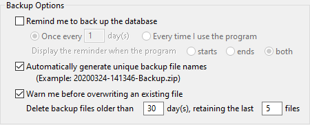 Backup Options Backup Options