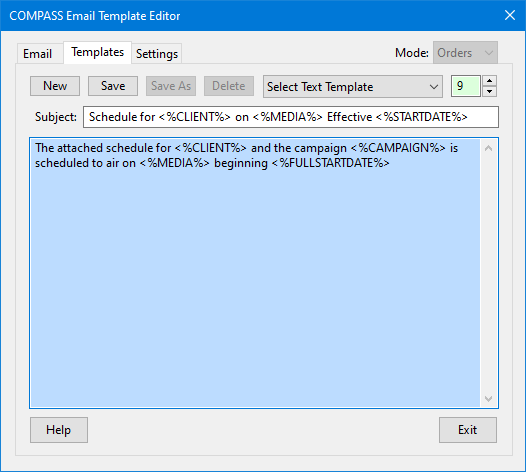 COMPASS Mail Template Editor COMPASS Mail Template Editor
