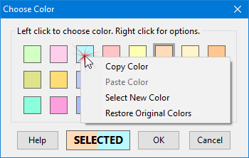 Right Click a Color for Options