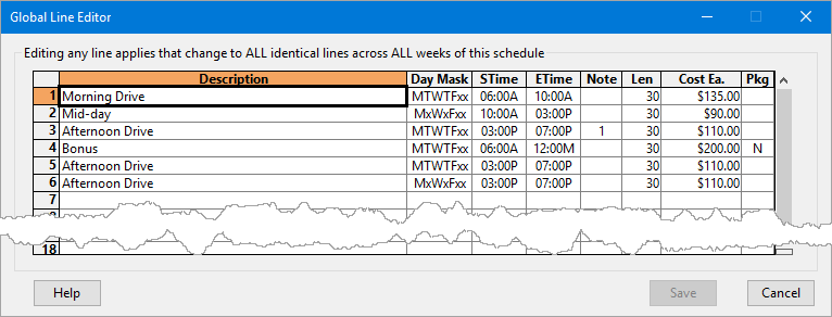 Editing Schedule Lines Globally