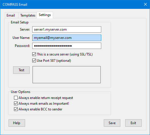 COMPASS Mail Settings