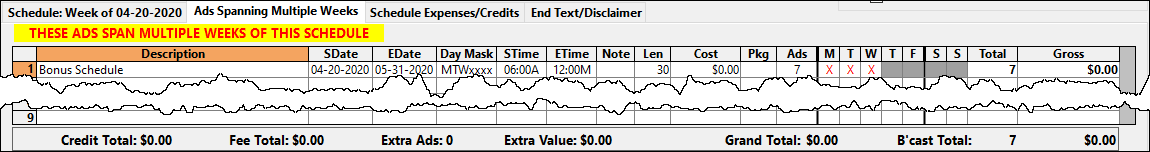 Schedule Spanning Multiple Weeks Schedule Spanning Multiple Weeks