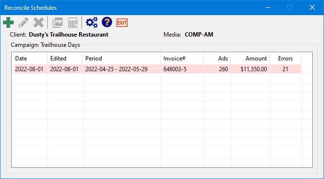 Reconcile Schedules Reconcile Schedules