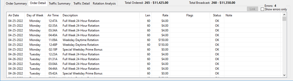 Reconcile Order Detail