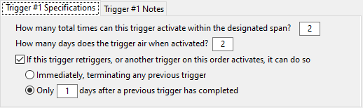 Trigger Specifications Trigger Specifications